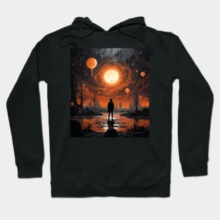 Melancholic Moonlight: Contemplating Cosmic Meltdown Hoodie